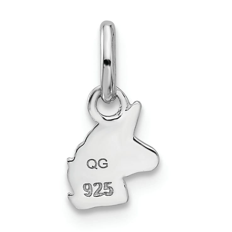 Rhodium Over Sterling Silver Children's Enamel Unicorn Pendant