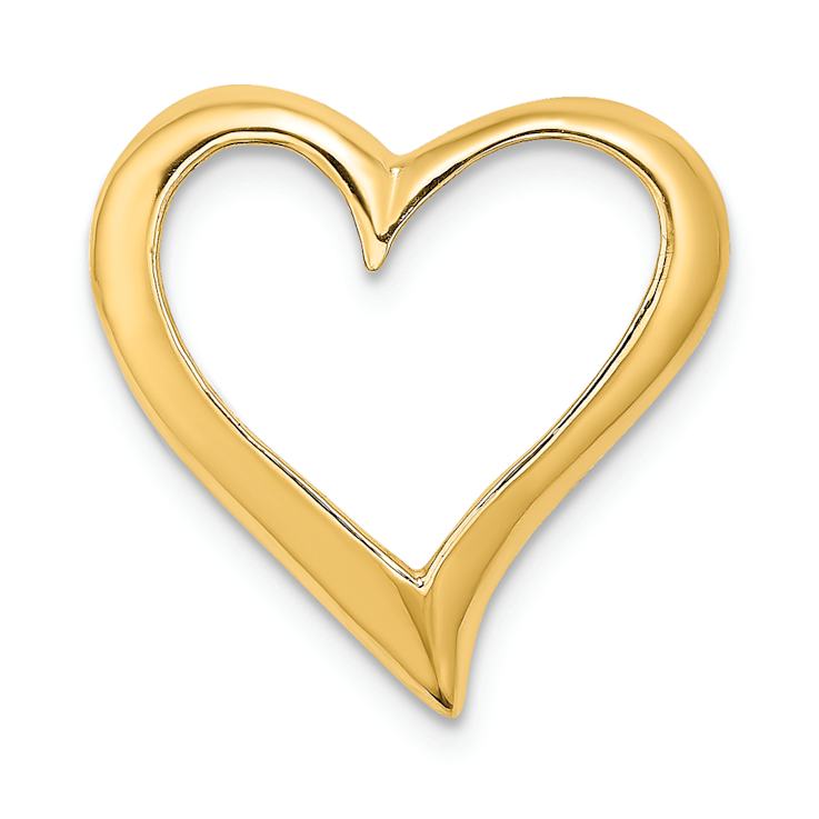 14k Yellow Gold Reversible Large Floating Heart Slide Pendant