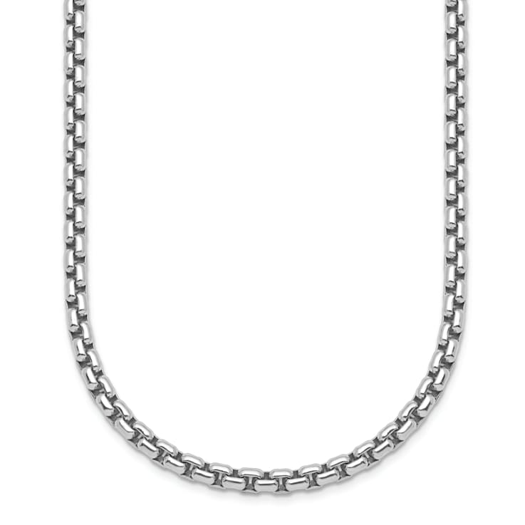 Rhodium Over Sterling Silver 4.0mm Box 18 Inch Chain