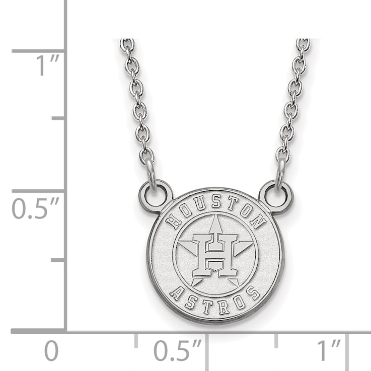 Rhodium Over Sterling Silver MLB LogoArt Houston Astros Pendant Necklace