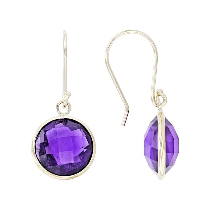 Purple Amethyst 14k Yellow Gold Dangle Earrings 8.00ctw