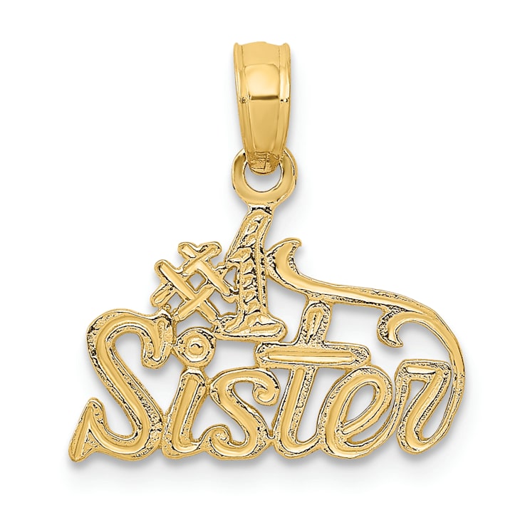 14k Yellow Gold Textured #1 Sister Pendant