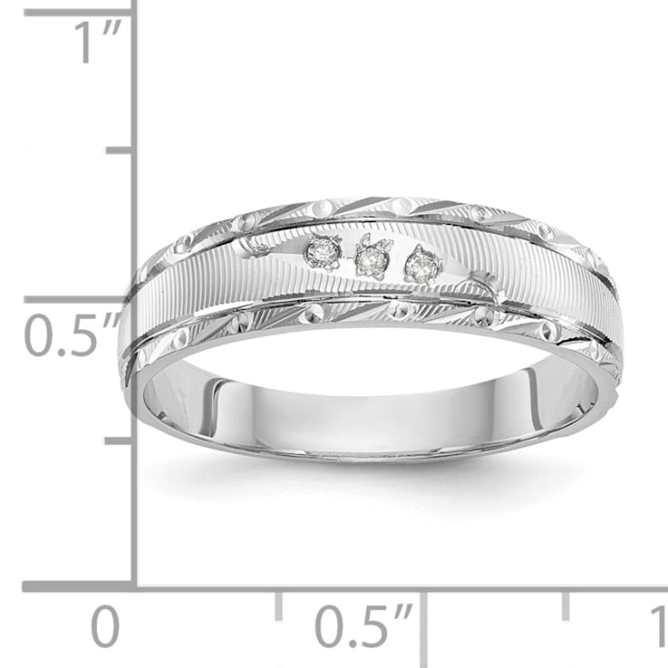 Rhodium Over 14K White Gold AA Quality Trio Mens Wedding Band
