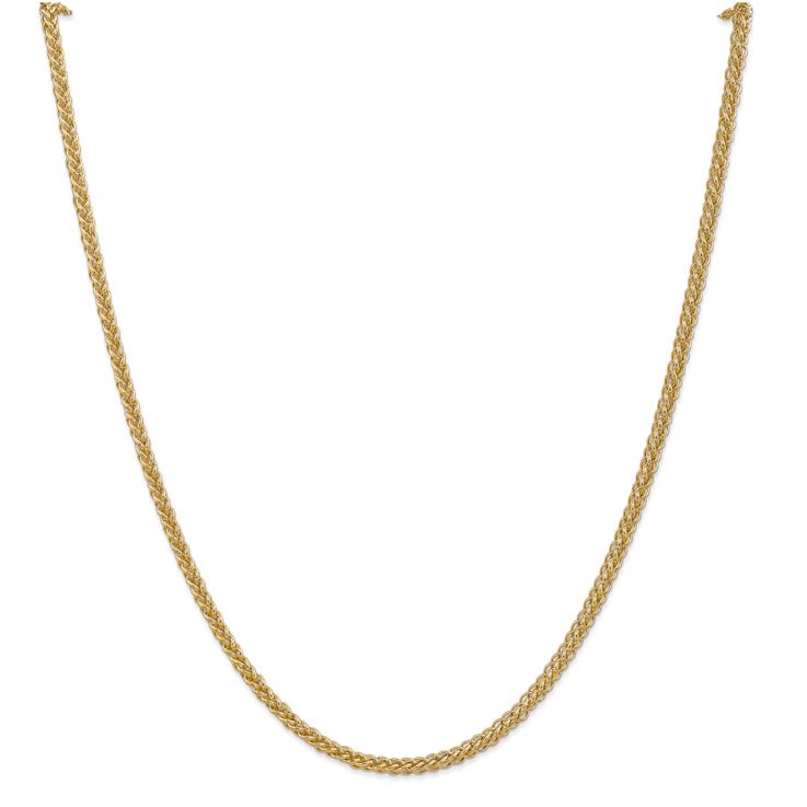 14k Yellow Gold 2.6mm 3-Wire Wheat Link 24 Inch Chain