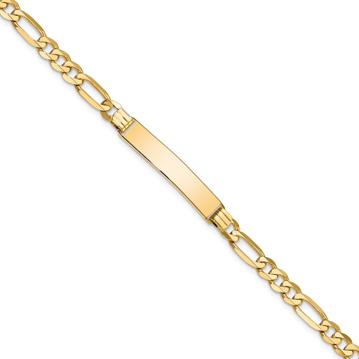 10k Yellow Gold Figaro Link ID Bracelet