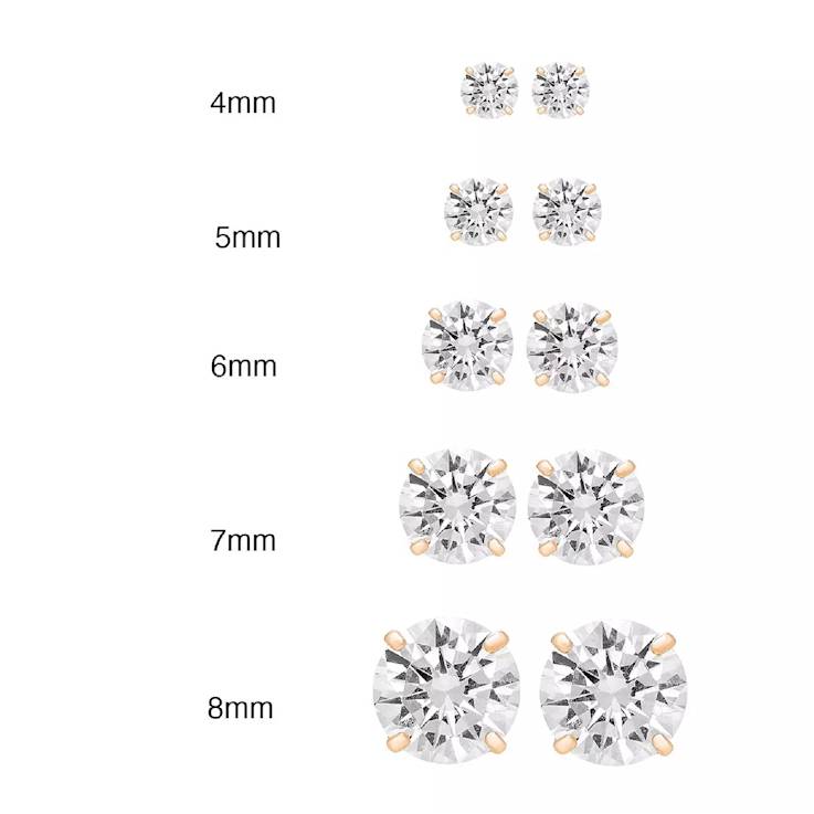 14k White Gold Cubic Zirconia Stud Earrings - 3MM