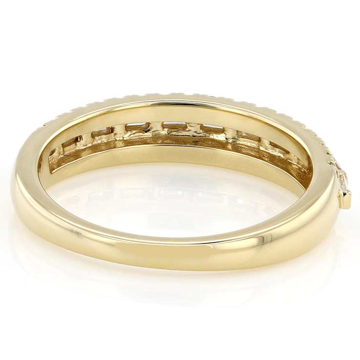 Baguette And Round Lab-Grown Diamond Band Ring In 14K Gold Over Sterling Silver