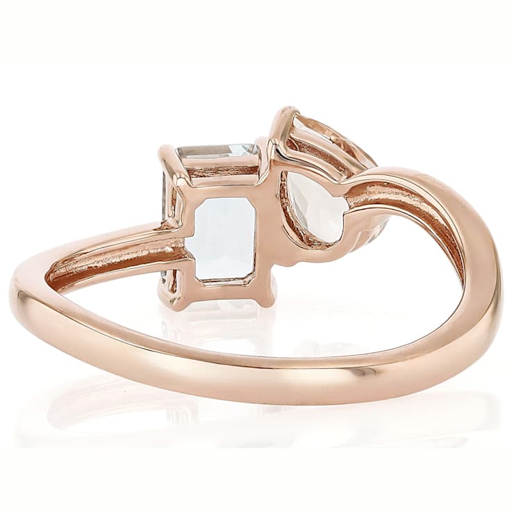 Aquamarine And Morganite Bypass Ring In 18K Rose Gold Over Sterling
Silver 1.25ctw