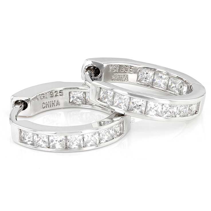 PrIncess-Cut CZ Inside-Out Hoop Earrings In Sterling Silver
