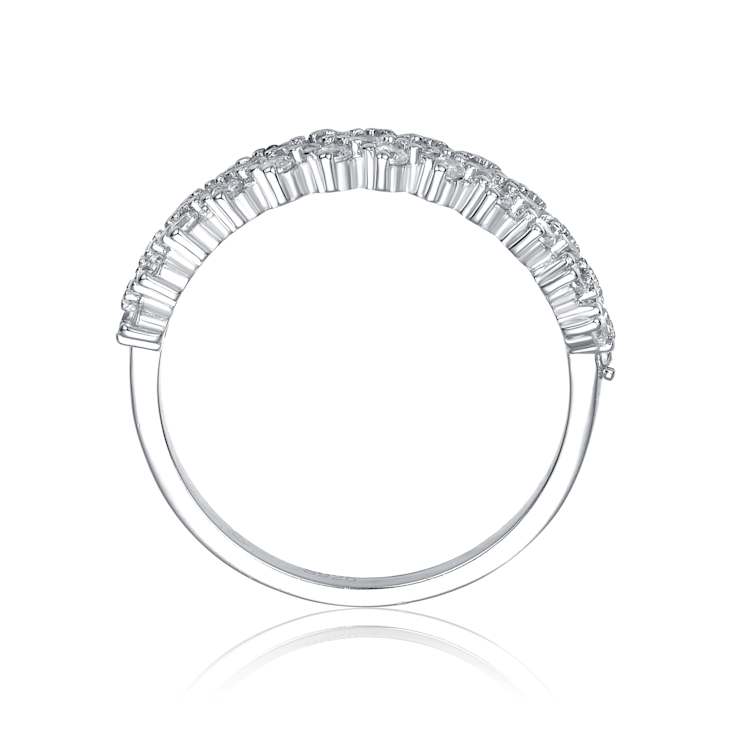 CZ Three-Row Band Ring In Sterling Silver
