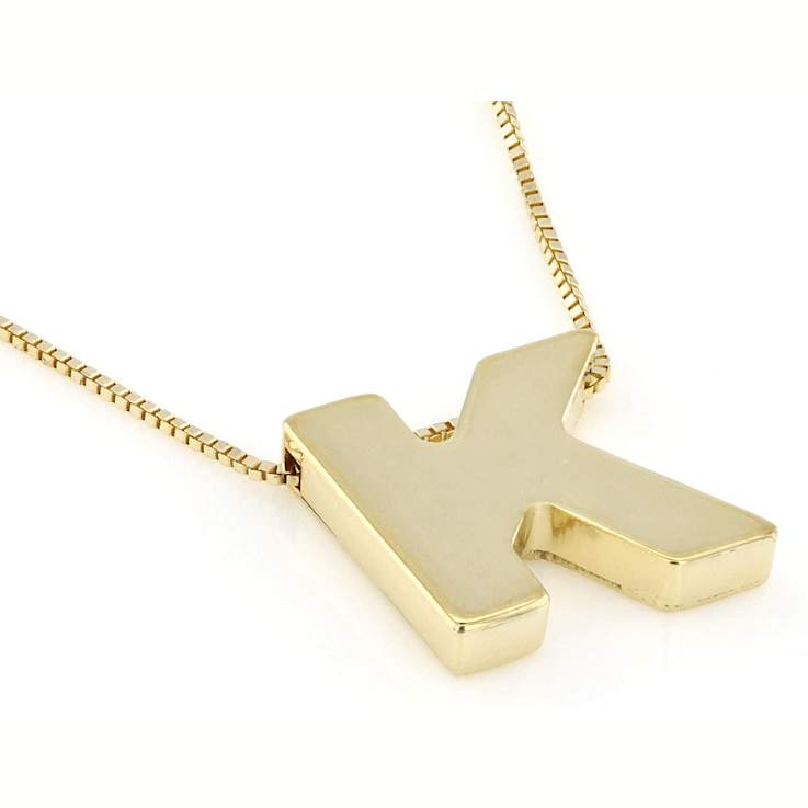 Block Letter K Initial Necklace In 10K Yellow Gold