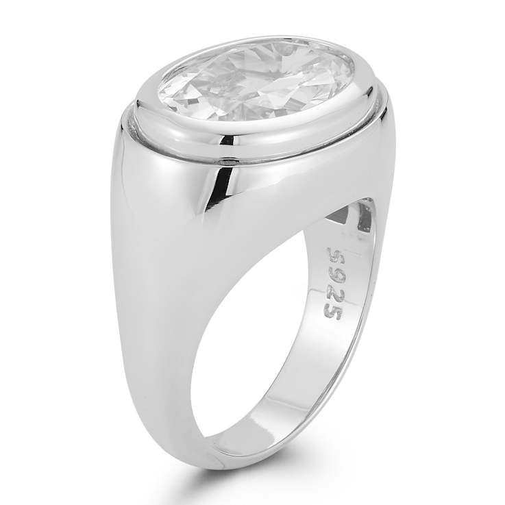 Rachel Zoe CZ Bold Dome Ring in Rhodium Over Sterling Silver