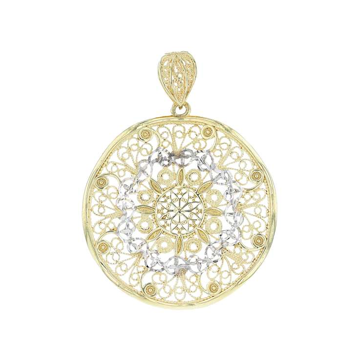 Filigree Enhancer Pendant In 18K Gold Over Sterling Silver