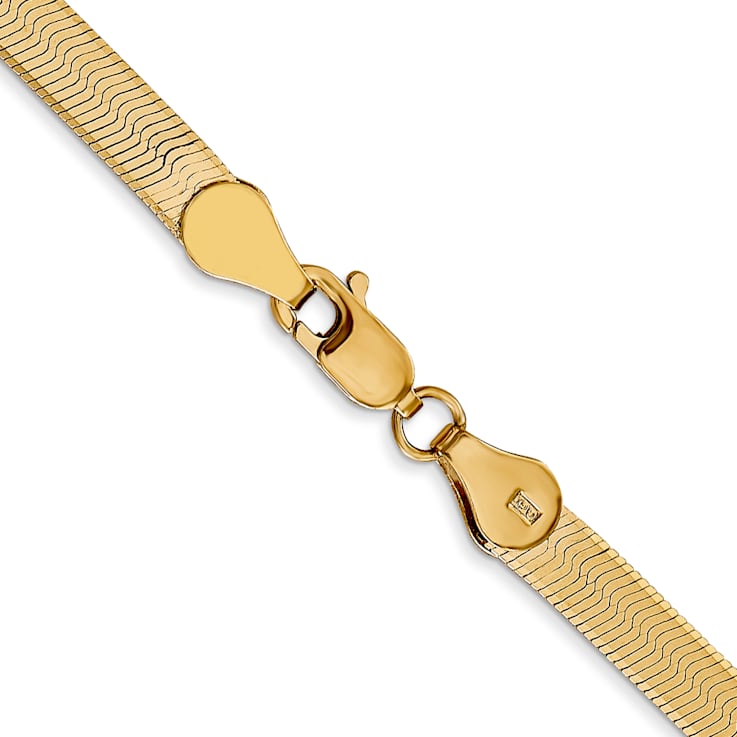 14K Yellow Gold 4mm Silky Herringbone Chain Necklace