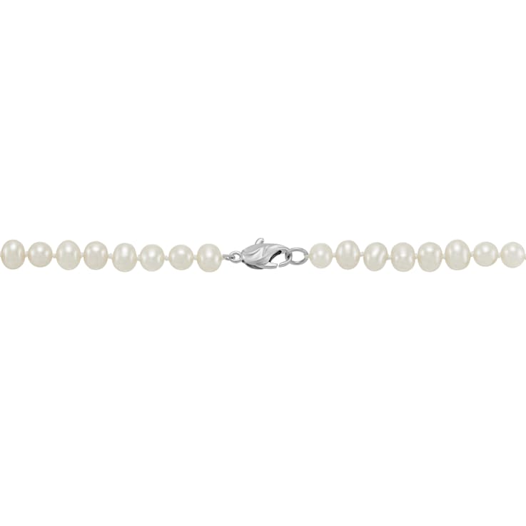 White Freshwater Pearl Necklace, Bracelet with Round Stud Earrings
Sterling Silver Jewelry Set