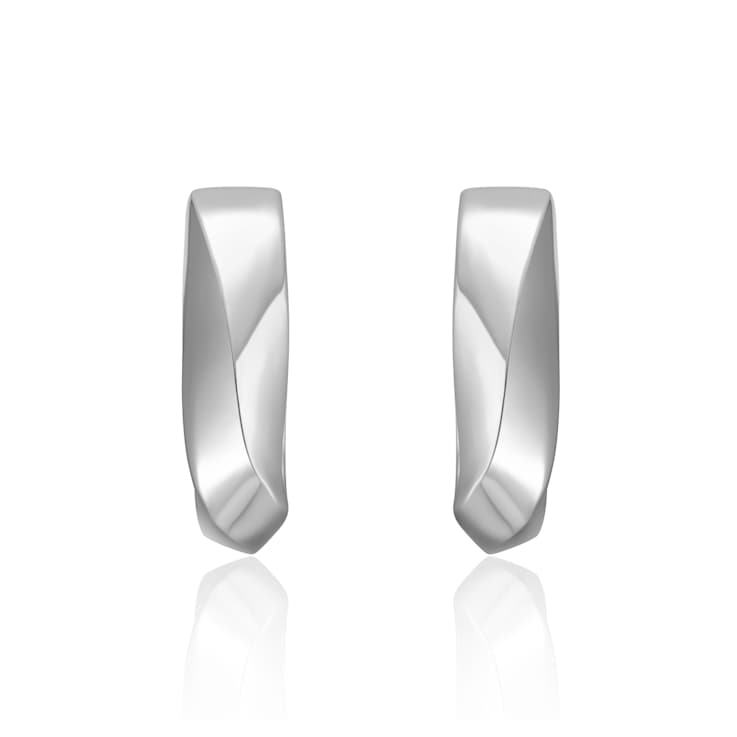Geometric Rectangle Mini Hoop Earrings In White Rhodium Over Brass