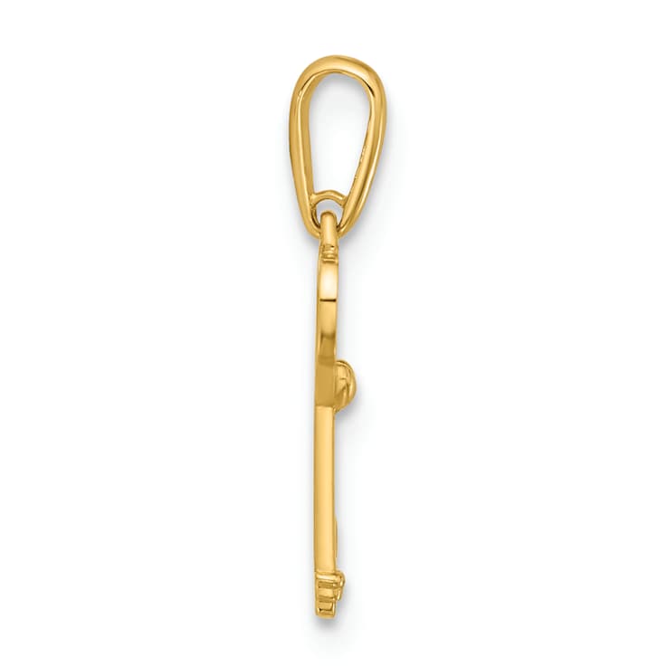 14K Yellow Gold Polished Heart Key Pendant