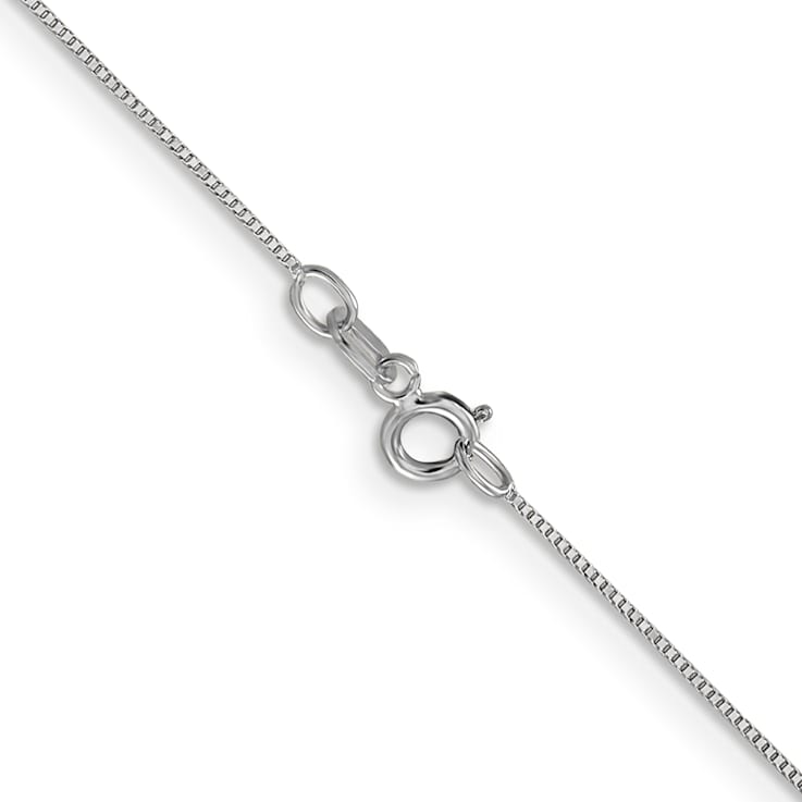 Rhodium Over 14k White Gold 0.5mm Solid Box 18 Inch Chain