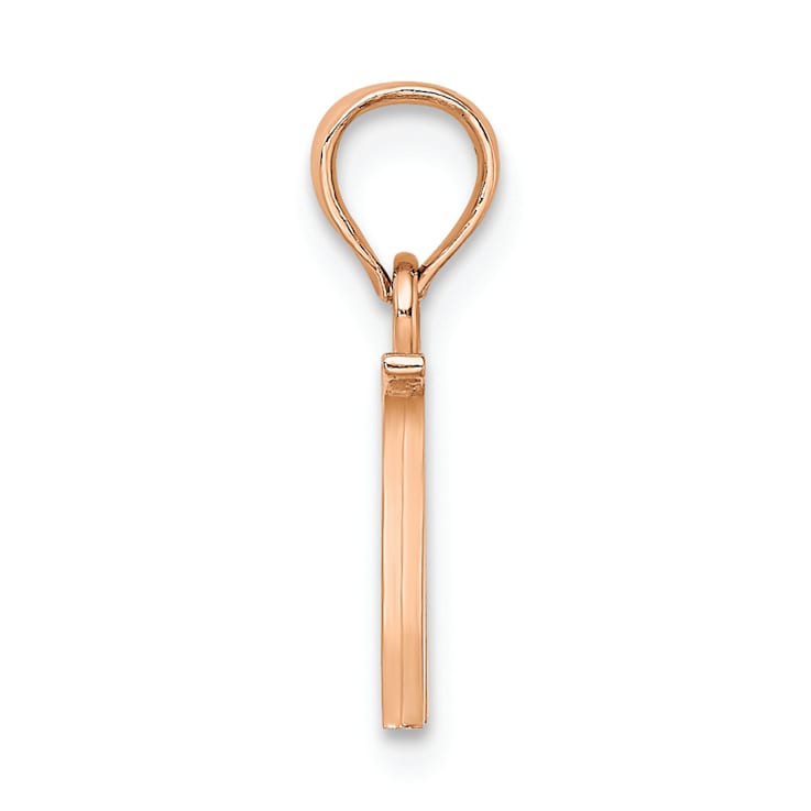 14k Rose Gold Polished Block Letter W Initial Pendant