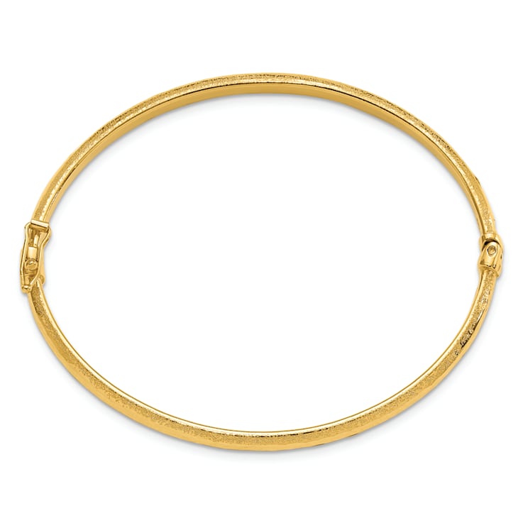 14K Yellow Gold Diamond-cut and Laser-cut Fancy Hinged Bangle Bracelet