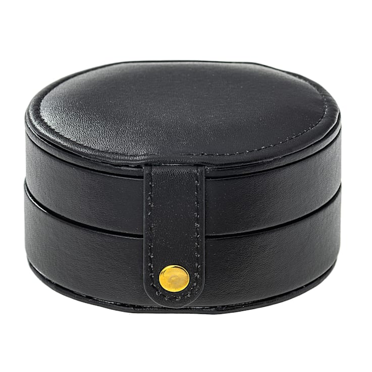 Black Round Double Layer Jewelry Box with Mirror