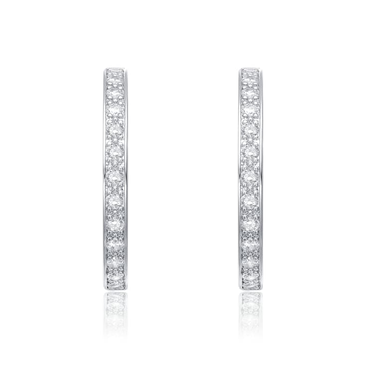 CZ Huggie Earrings In Sterling Silver