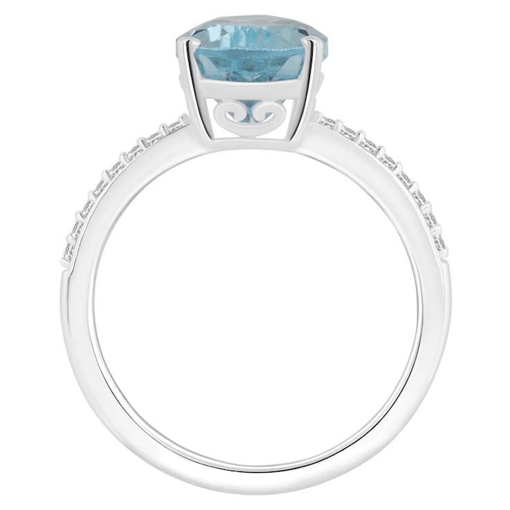 12x8mm Pear Shape Sky Blue Topaz and 1/10 ctw Diamond Rhodium Over
Sterling Silver Ring