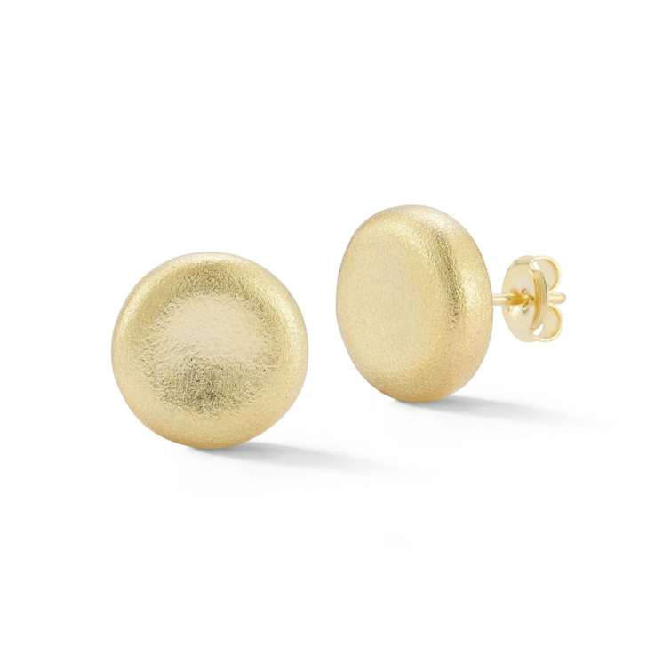 Sterling Statements 14K Yellow Gold Over Sterling Silver Satin Button Studs