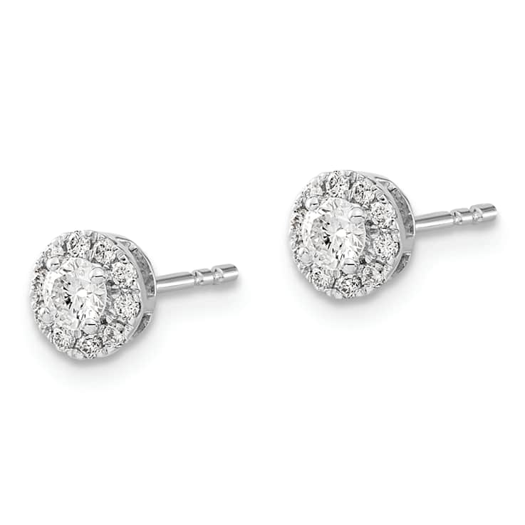 Rhodium Over 10k White Gold 6mm 0.32ctw Diamond Cluster Stud Earrings