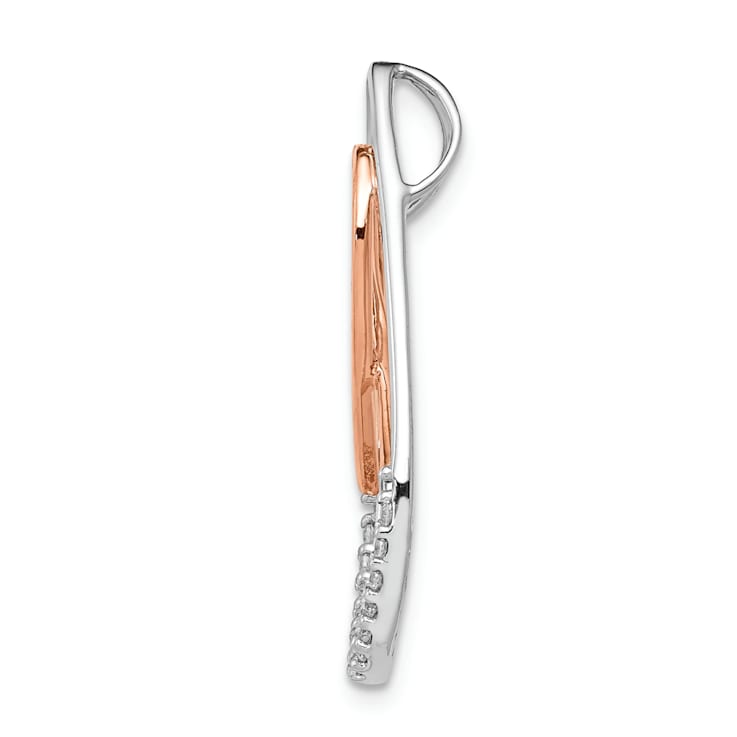 14k White Gold and 14k Rose Gold Diamond Awareness Ribbon Teardrop Chain
Slide Pendant