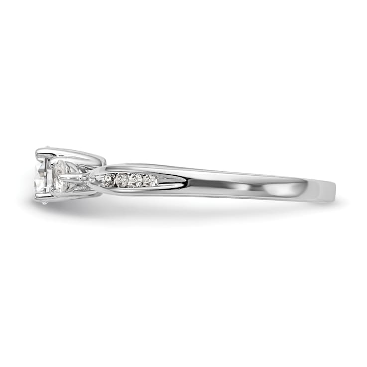 Rhodium Over 14K White Gold Lab Grown Diamond VS/SI GH, 3-Stone Complete
Engagement Ring 0.617ctw