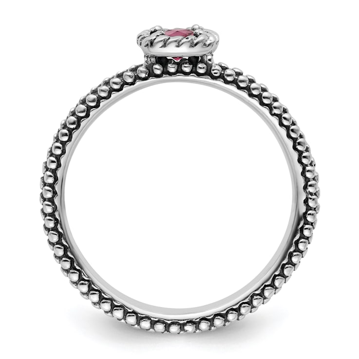 Sterling Silver Stackable Expressions Checker-cut Pink Tourmaline Ring 0.24ctw