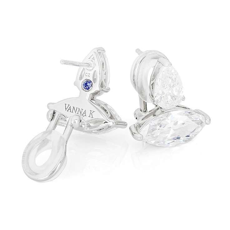 CZ Marquise And Pear Earrings In Platinum-Enhanced Sterling Silver 8.11ctw