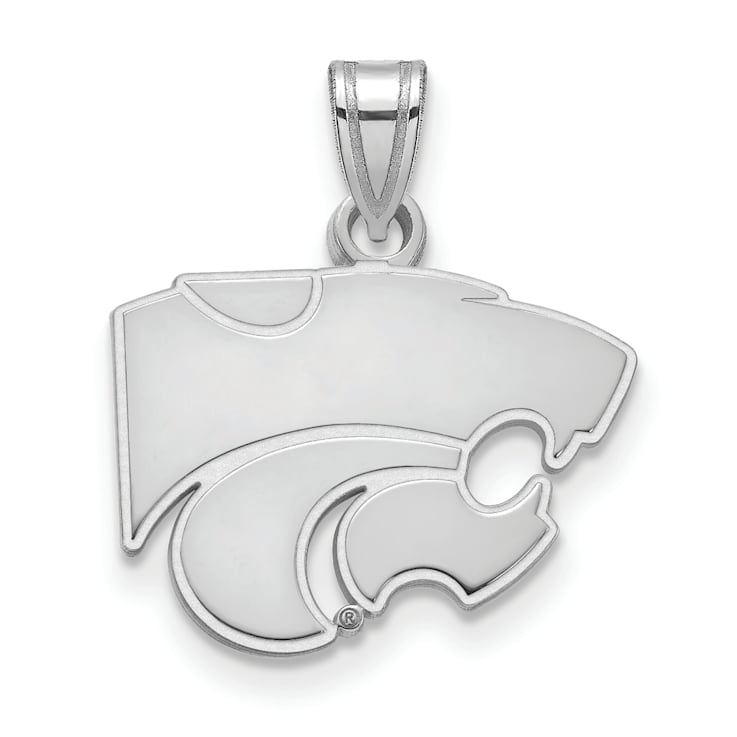 Rhodium Over Sterling Silver LogoArt Kansas State University Small Pendant