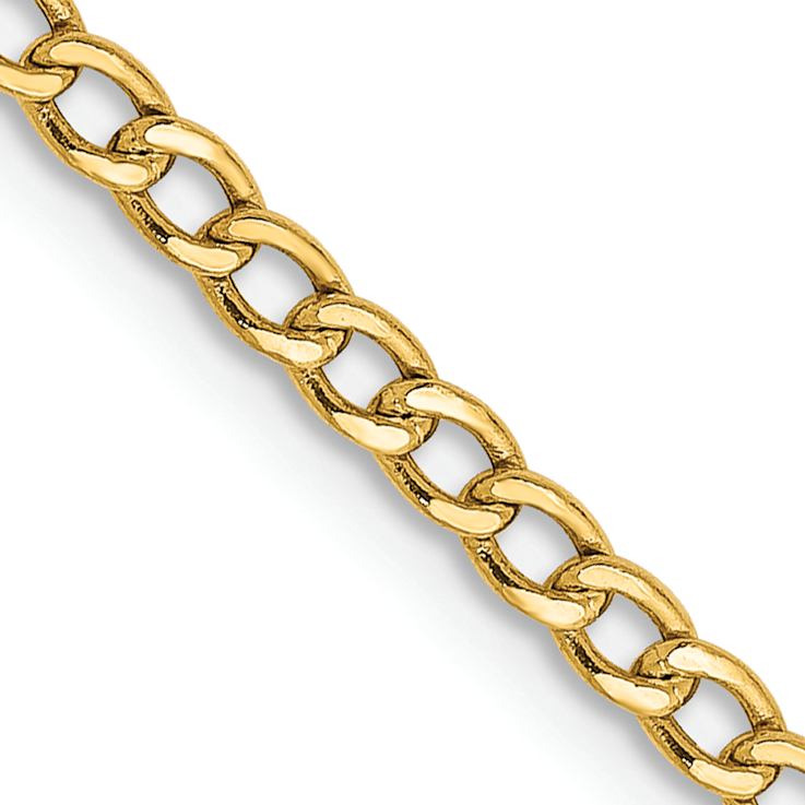 14k Yellow Gold 2.5mm Semi-Solid Curb Link Chain 26"