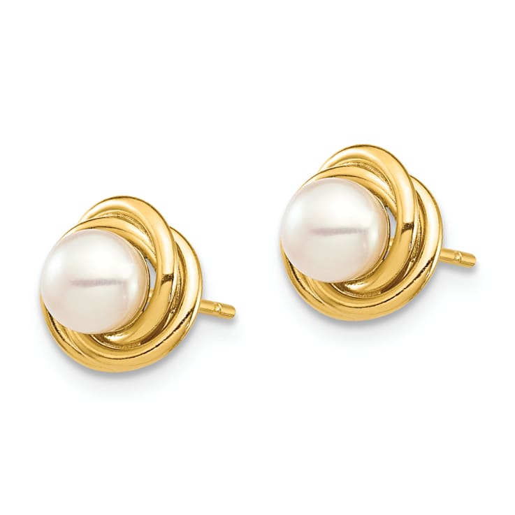 14k Yellow Gold Children's 4-5mm White Button Freshwater Cultured Pearl
Stud Earrings
