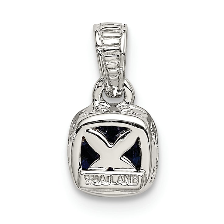 Rhodium Over Sterling Silver with 14k Accent Lab Created Sapphire Pendant