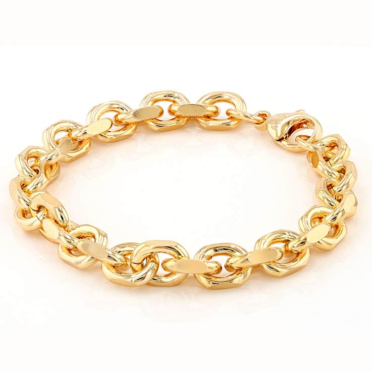 Beveled Curb Link Bracelet In 18K Gold Over Bronze