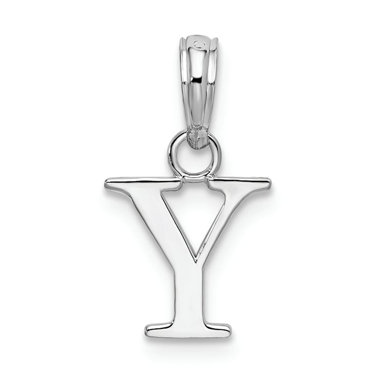 Sterling Silver Polished Block Initial -Y- Pendant
