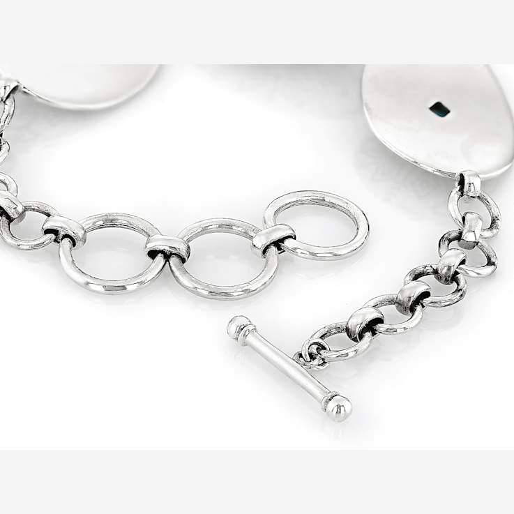 Turquoise Southwest Inspired Sterling Silver Toggle Bracelet 4mm