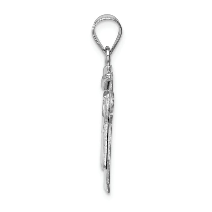 Rhodium Over 14k White Gold Satin Diamond Boy with Cap on Left Pendant