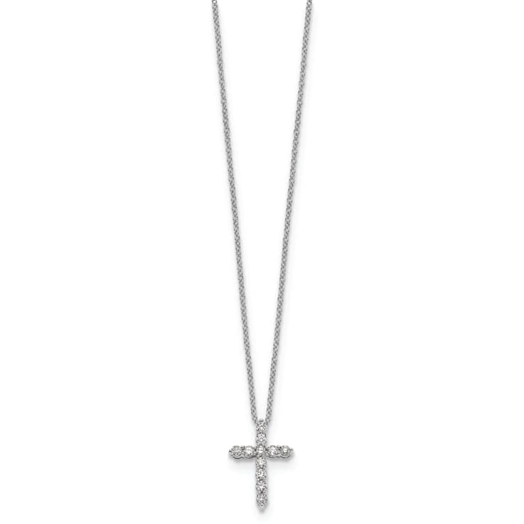 Rhodium Over 10k White Gold 0.33 ctw Diamond Cross Pendant with 18 inch
Cable Chain