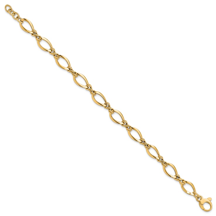 14K Yellow Gold Fancy Link 7.5-inch Bracelet