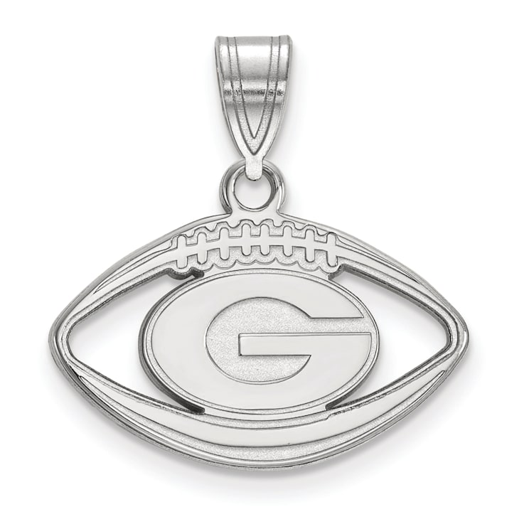 Rhodium Over Sterling Silver LogoArt University of Georgia Football Pendant