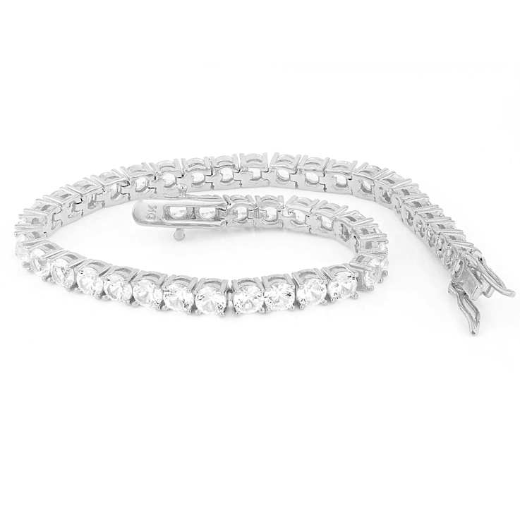 Lab-Created White Sapphire Tennis Bracelet In Gold-Tone Brass