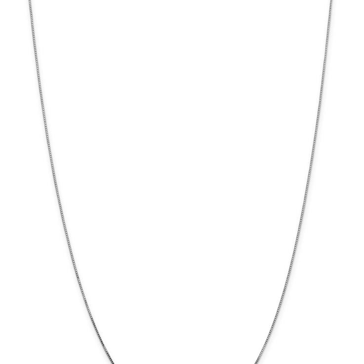 Rhodium Over 14k White Gold 0.7mm Solid Box 28 Inch Chain