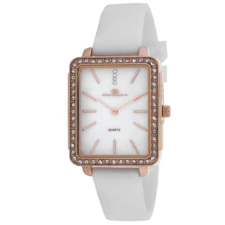 Oceanaut Women's Adorn White Dial, Rose Bezel, White Rubber Strap Watch