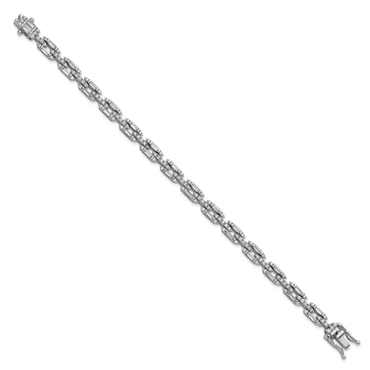 アクセサリー uruiro Rhodium Over Sterling Silver Polished Fancy Cubic Zirconia