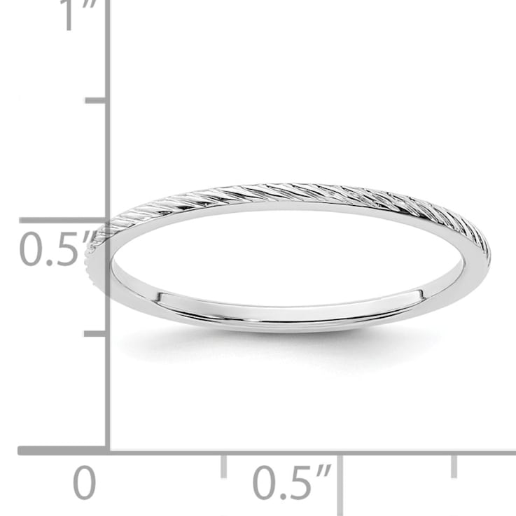 14K White Gold 1.2mm Twisted Wire Pattern Stackable Expressions Band