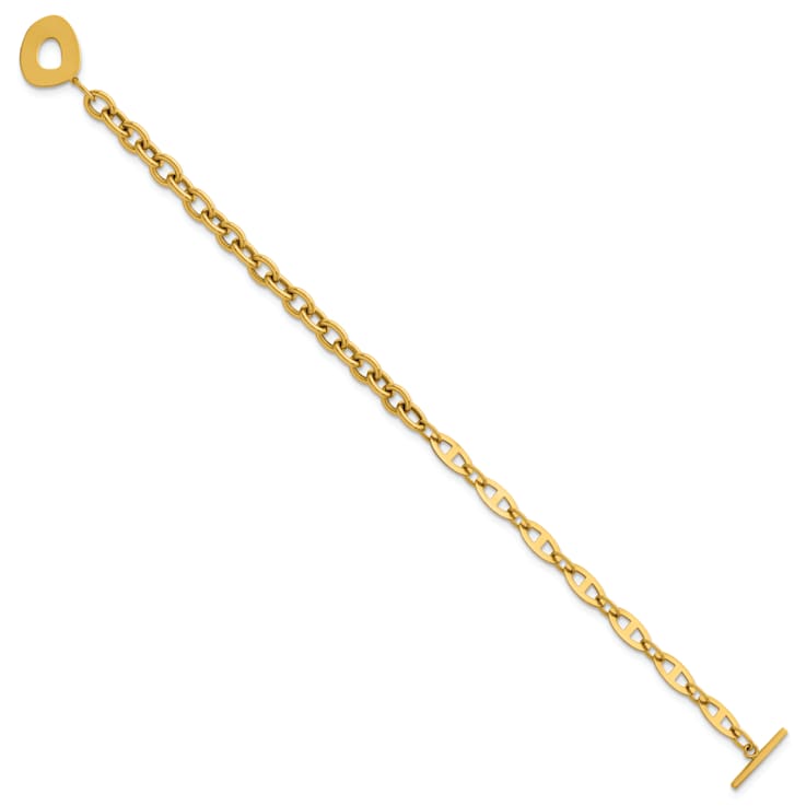 14K Yellow Gold Anchor and Cable Link 7.5 inch Toggle Bracelet
